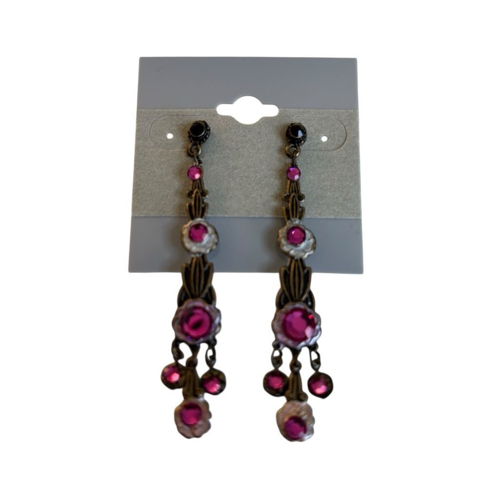 Luna Norte Gorgeous Vintage Inspired Pink Filagree Faceted Dangle/Drop Earrings